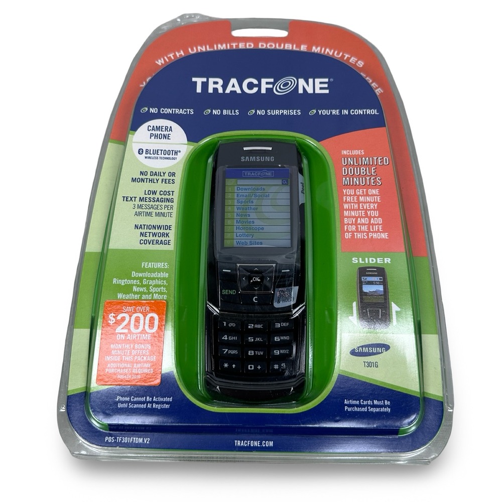 Samsung T301G Slider TracFone Black Vintage Camera Bluetooth Sealed PROP READ